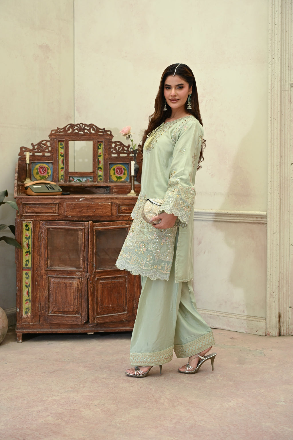 Celleste -Pistachio (Embroidered) - 3Pc