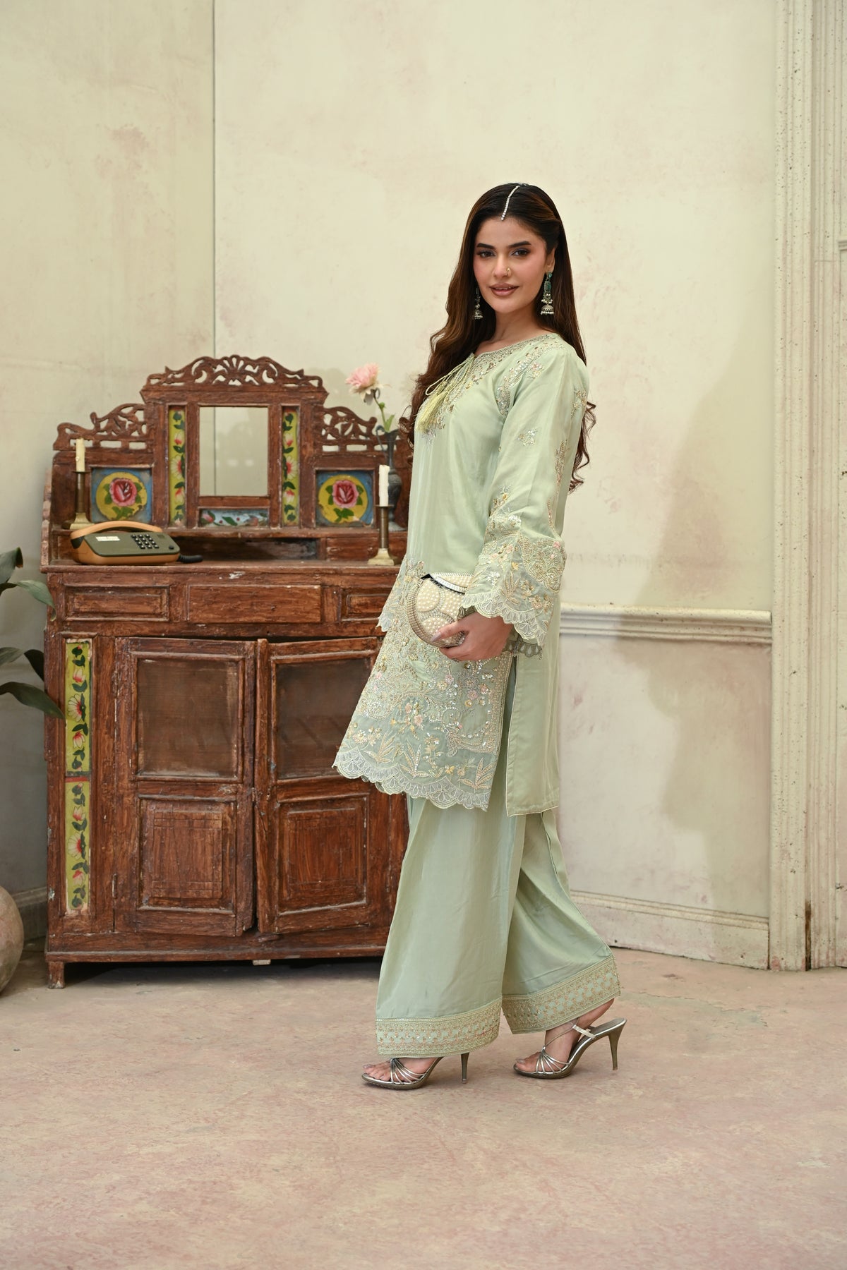 Celleste -Pistachio (Embroidered) - 3Pc