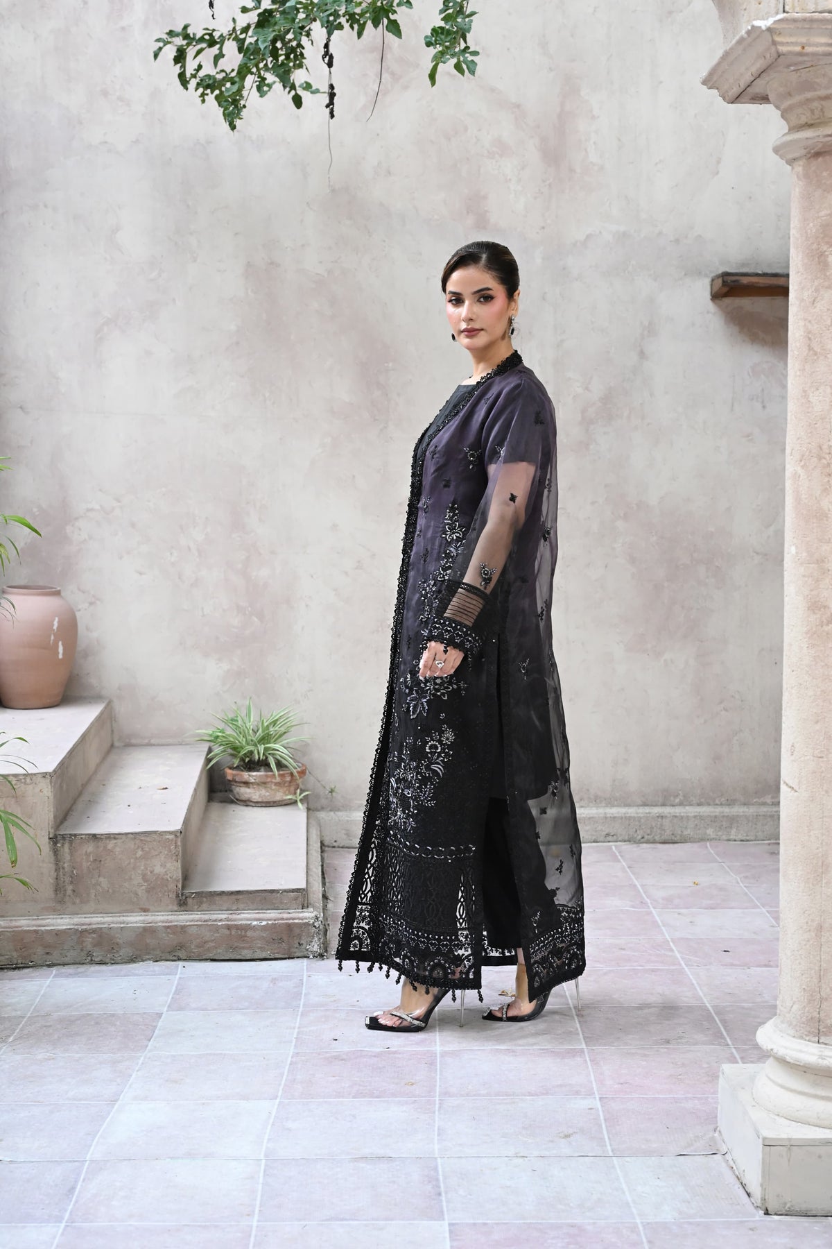 Belle -Midnight plum(Embroidered) - 3Pc