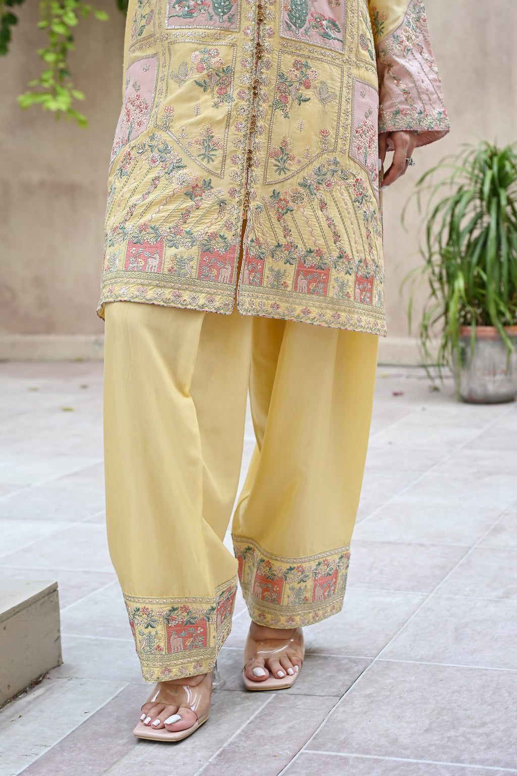 Seline -butter yellow(Embroidered) - 3Pc