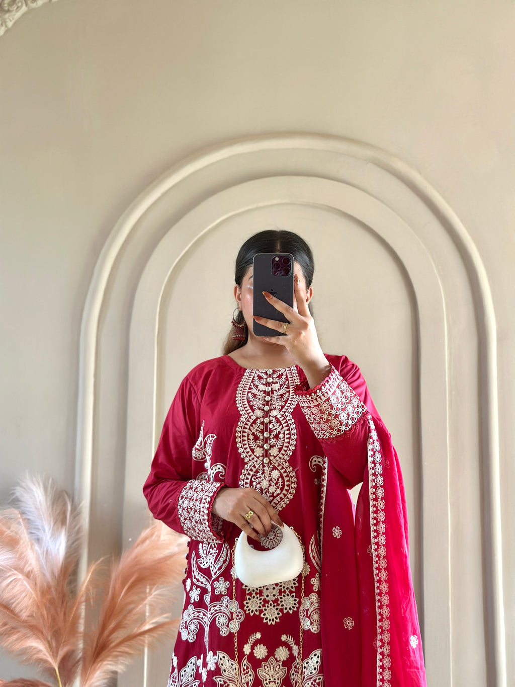 Mahnoor (Deep Red) - 3Pc
