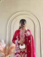 Mahnoor (Deep Red) - 3Pc