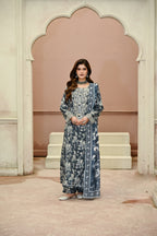 Aab-e-Bahaar -Storm Blue (Embroidered) - 3Pc
