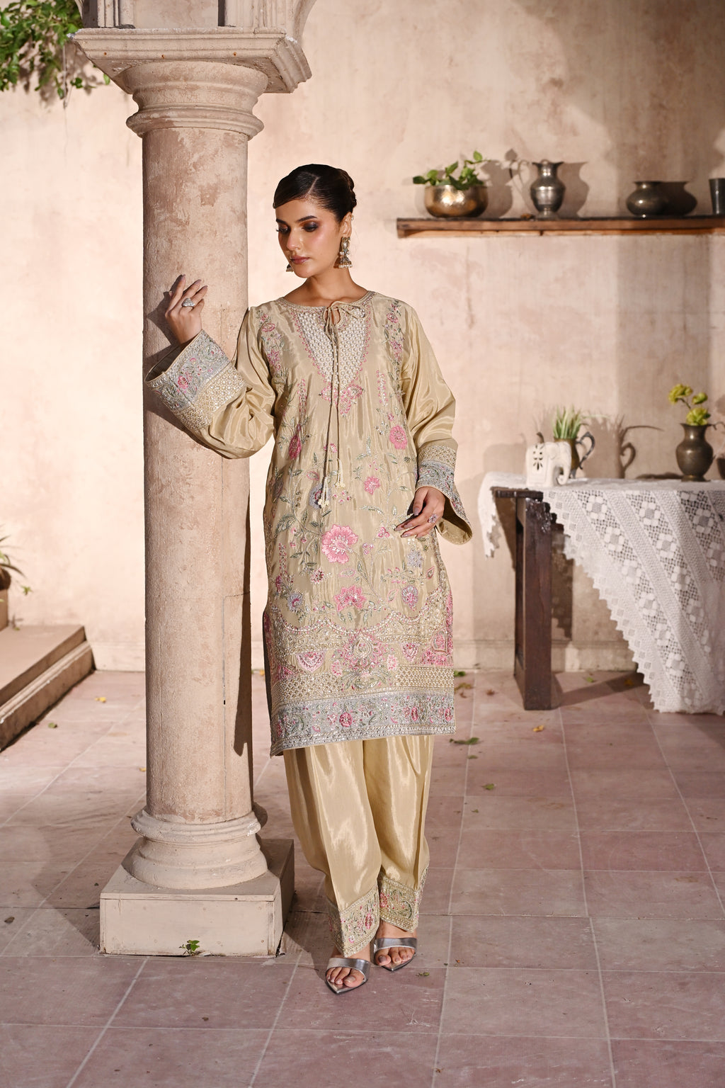Regal -Champagne Gold(Embroidered) - 3Pc