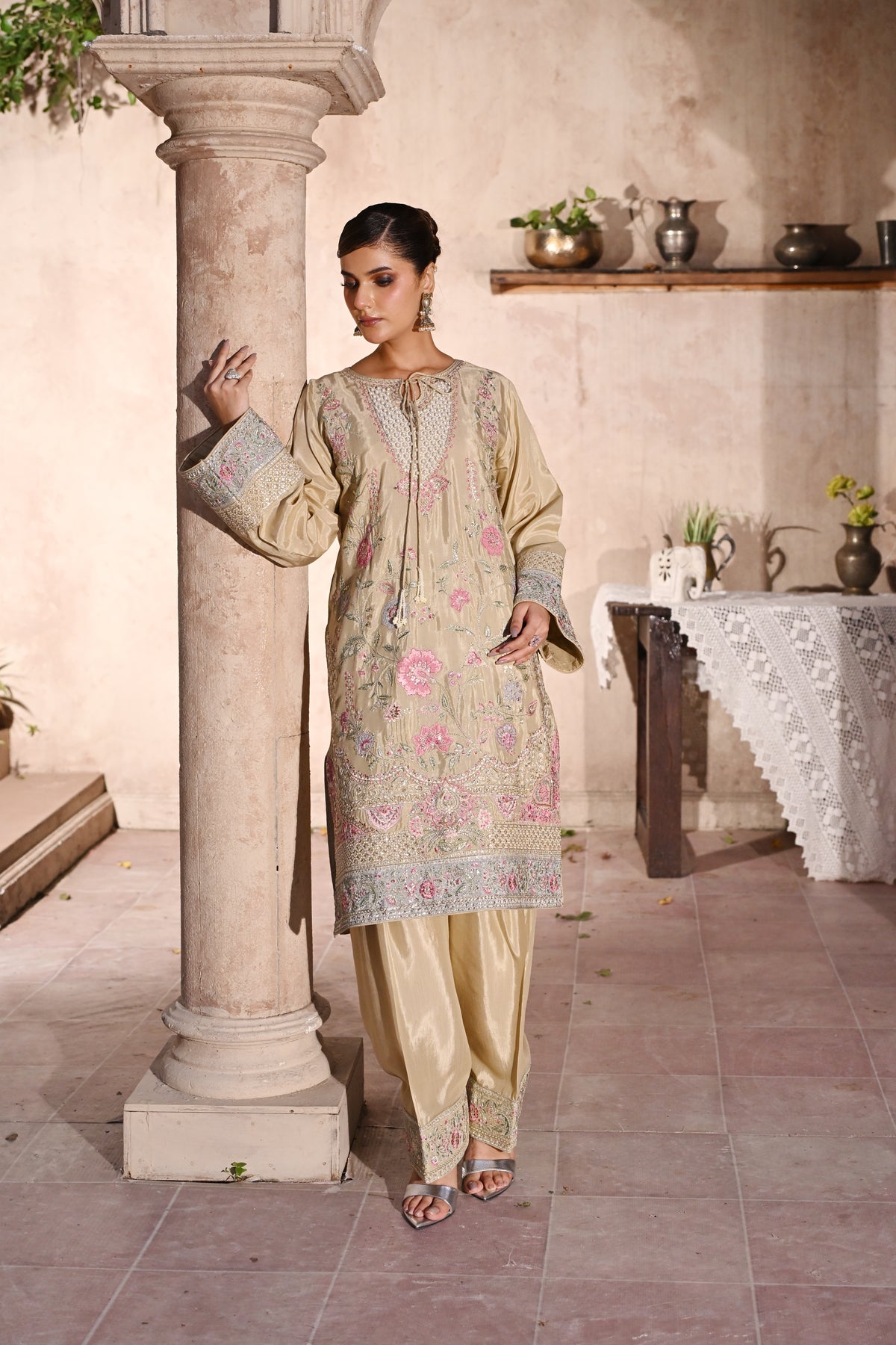Regal -Champagne Gold(Embroidered) - 3Pc