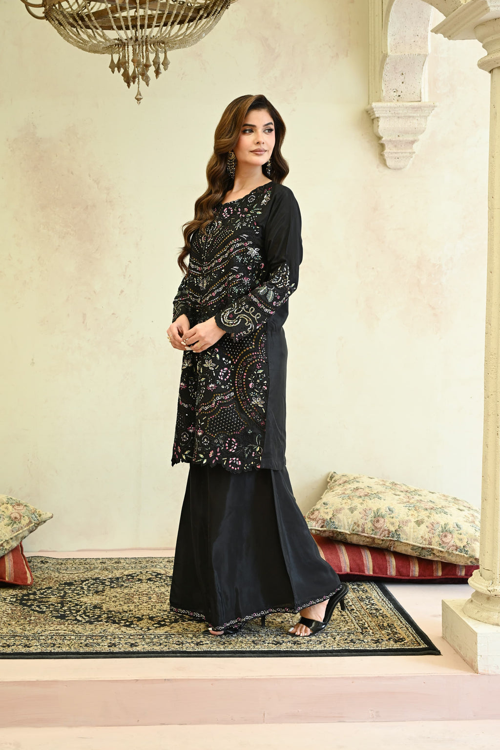 Amour -Black(Embroidered) - 3Pc
