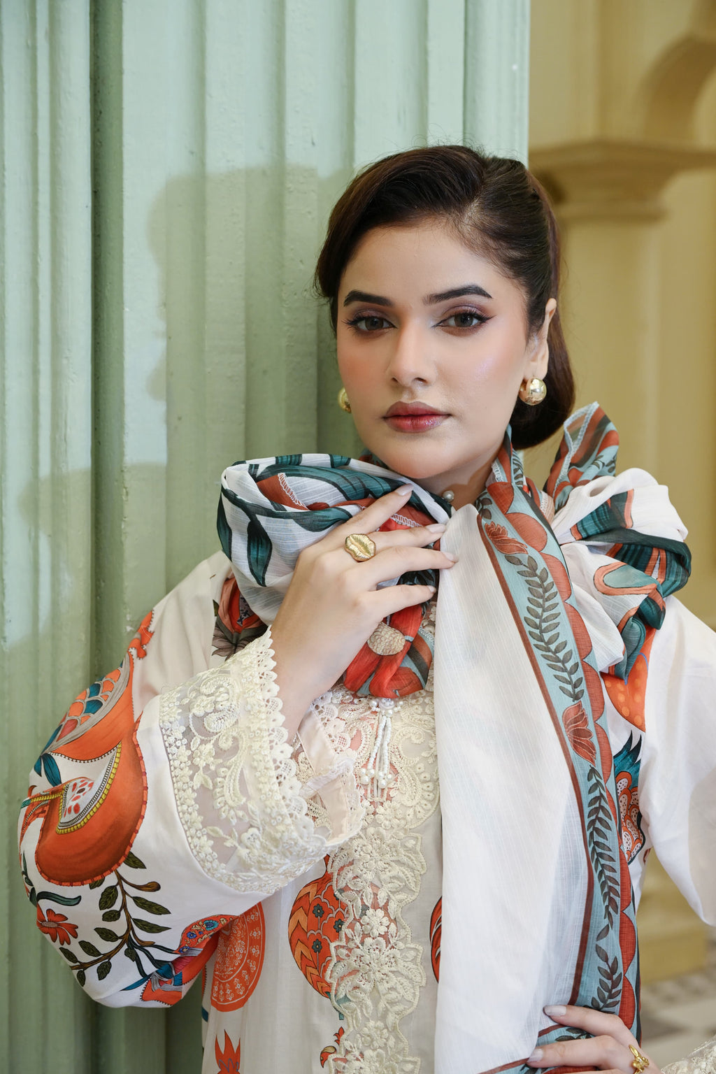 Naaz- Beige (Embroidered) - 3Pc