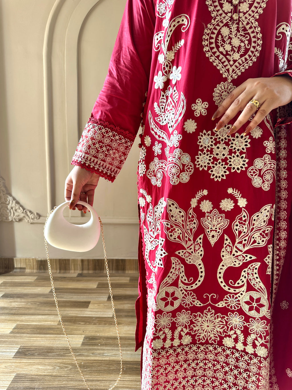 Mahnoor (Deep Red) - 3Pc