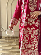 Mahnoor (Deep Red) - 3Pc