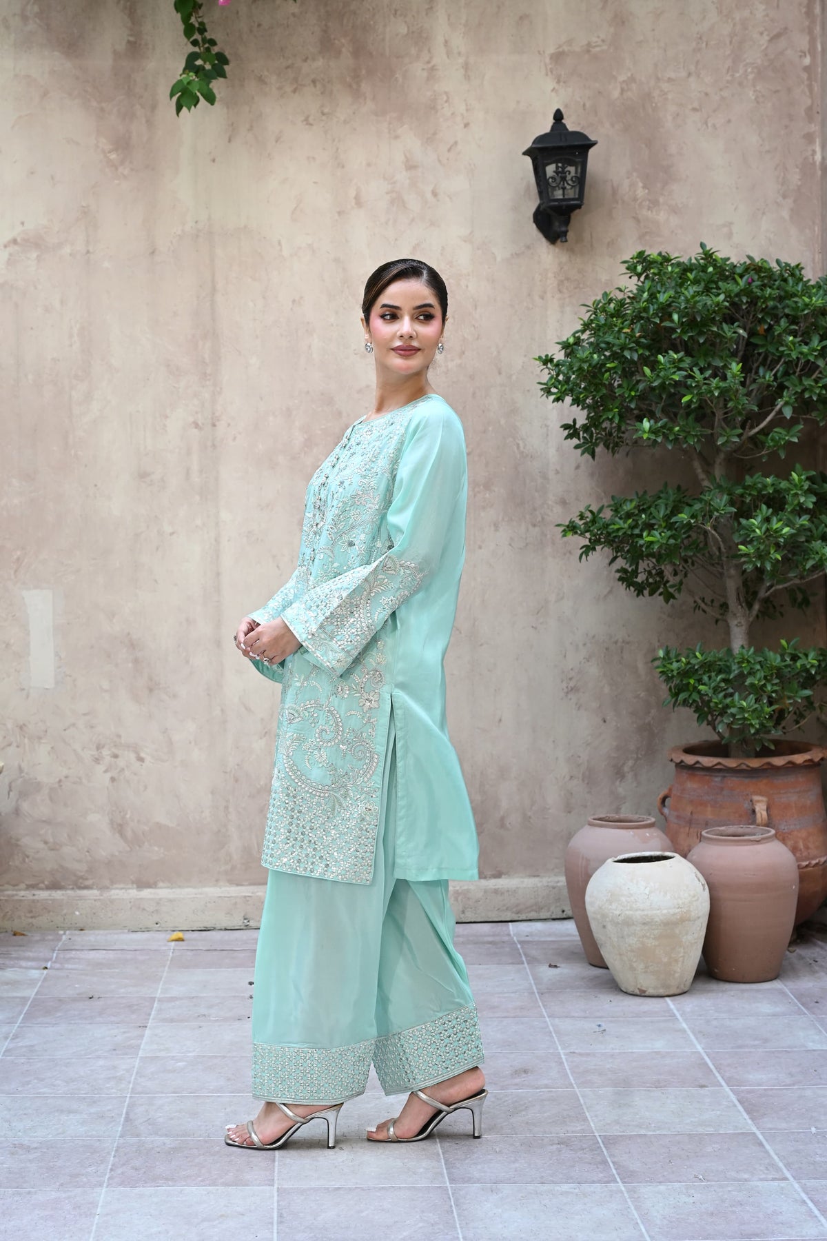 Julliete -Aqua mist(Embroidered) - 3Pc