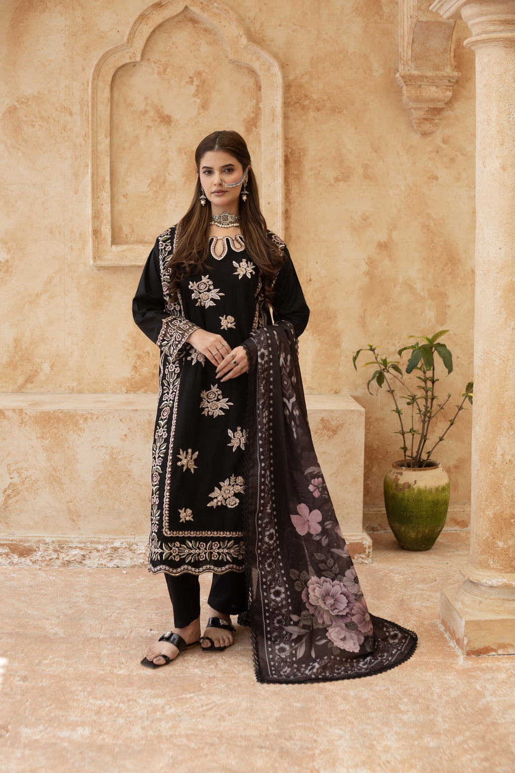 Meher-Black Embroidered Pret (3 pc)