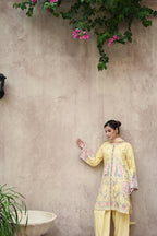 Seline -butter yellow(Embroidered) - 3Pc