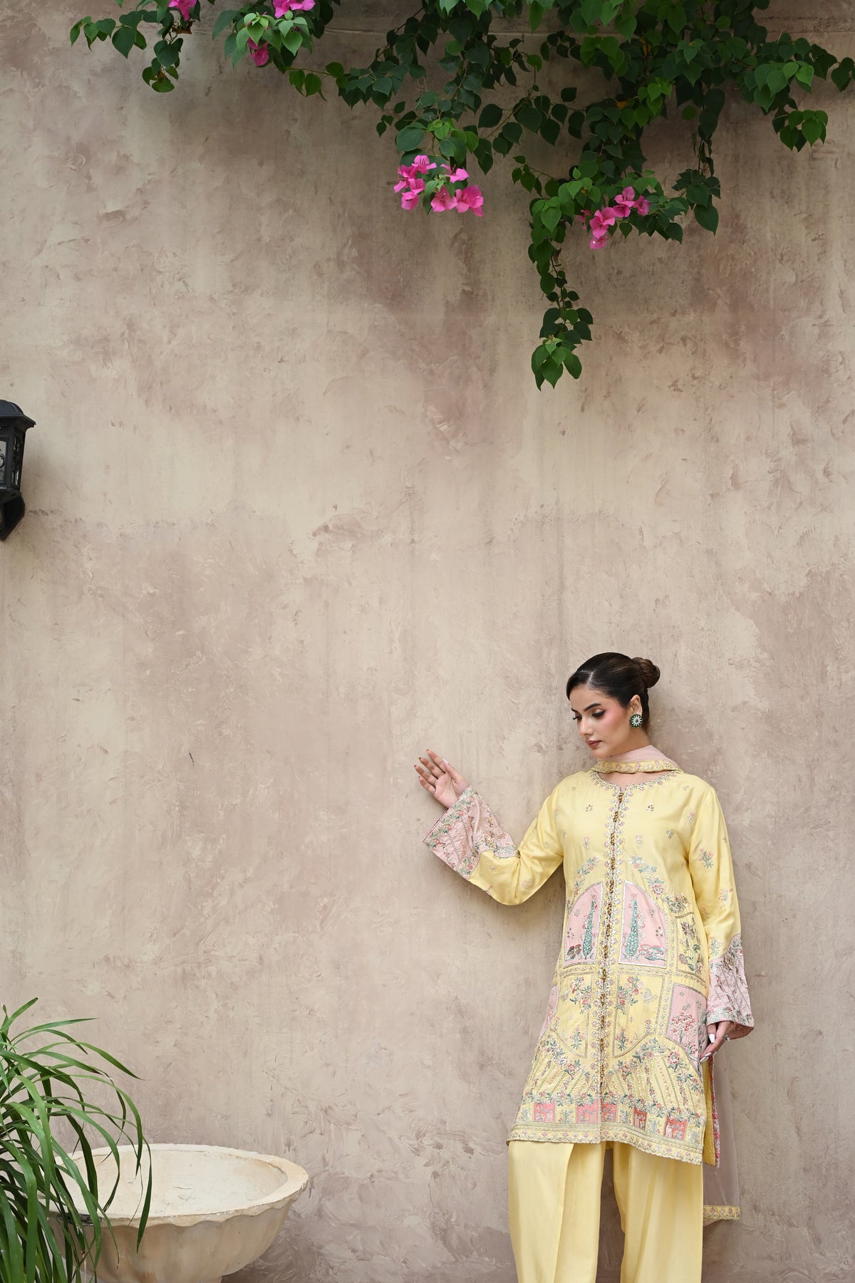 Seline -butter yellow(Embroidered) - 3Pc