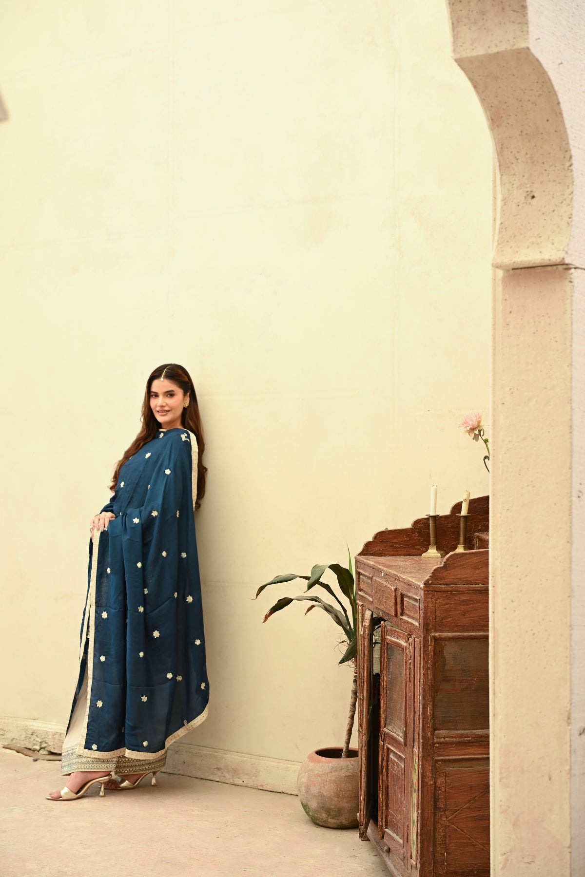 Aurelia -Deep Teal(Embroidered) - 3Pc