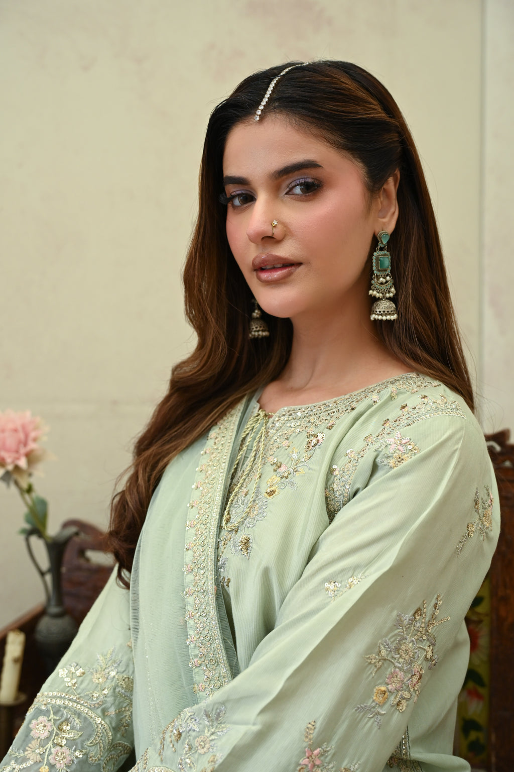 Celleste -Pistachio (Embroidered) - 3Pc