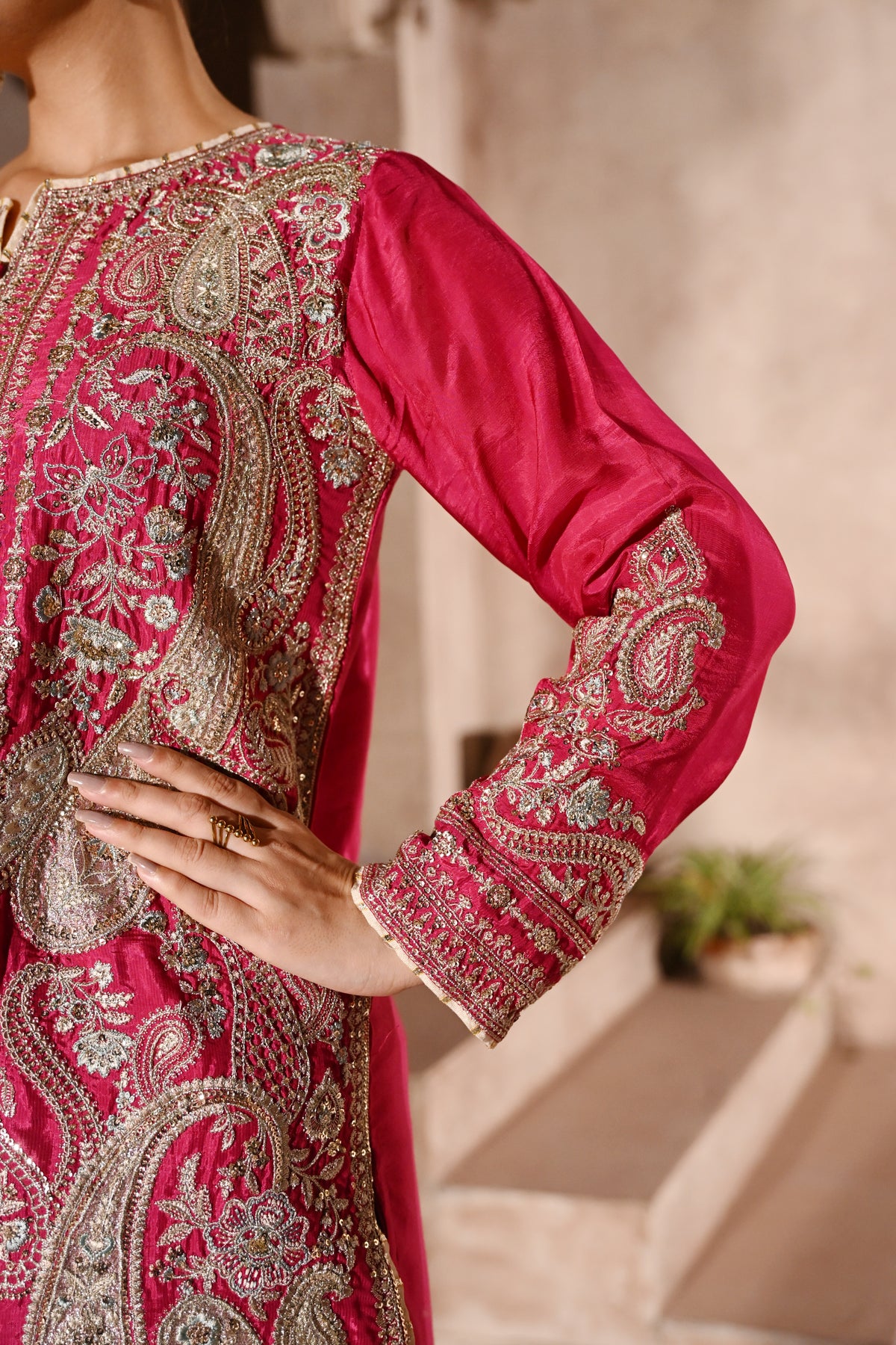 Aurelia -Rosewood(Embroidered) - 3Pc