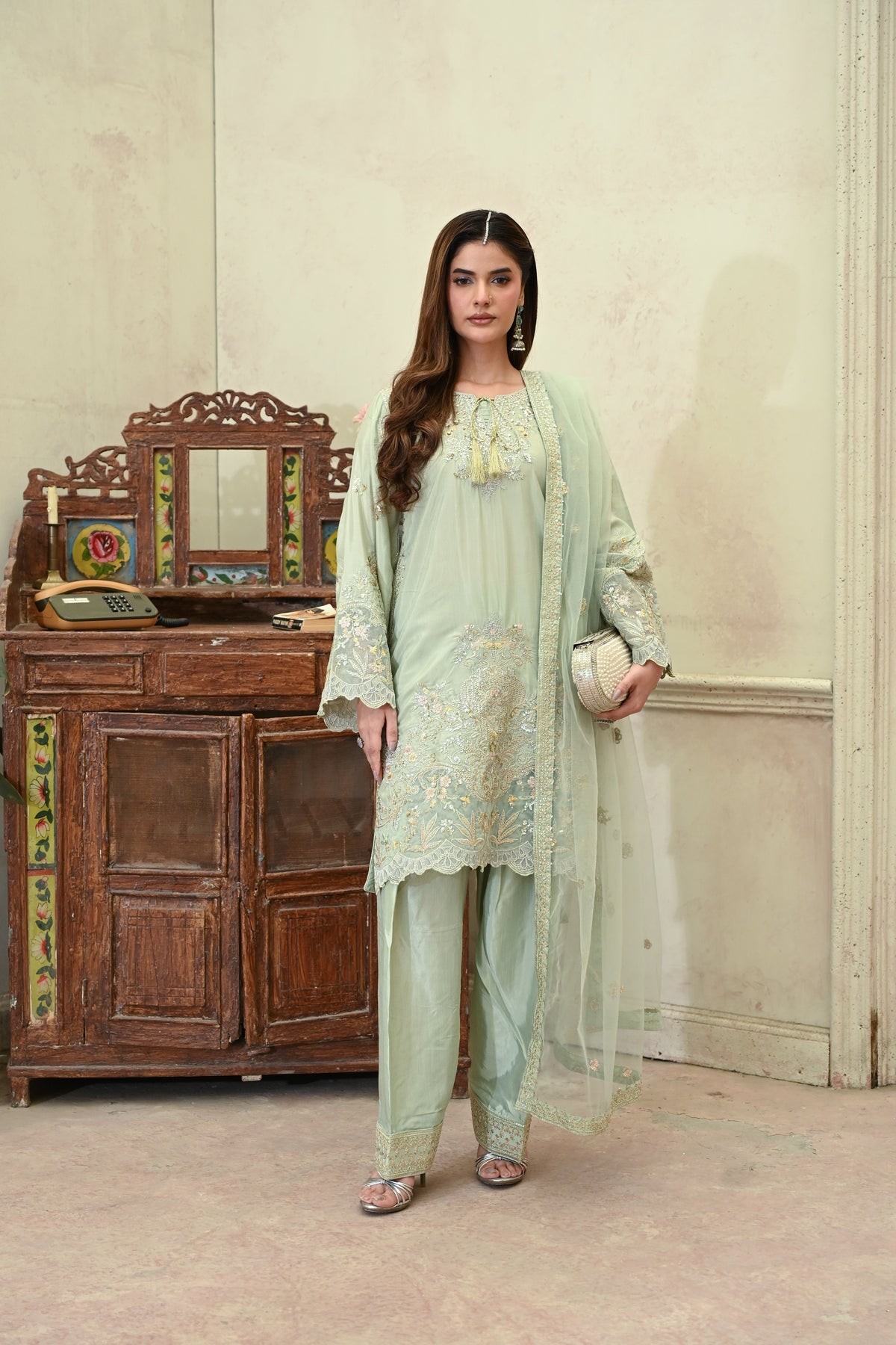 Celleste -Pistachio (Embroidered) - 3Pc