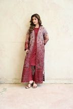 Belle -Burgundy rose(Embroidered) - 3Pc