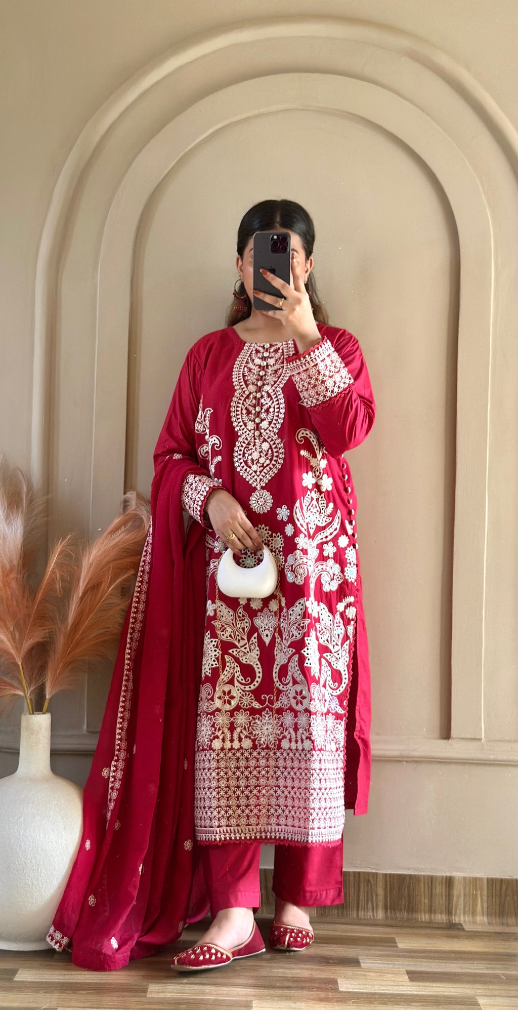 Mahnoor (Deep Red) - 3Pc