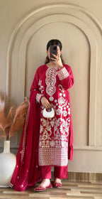Mahnoor (Deep Red) - 3Pc