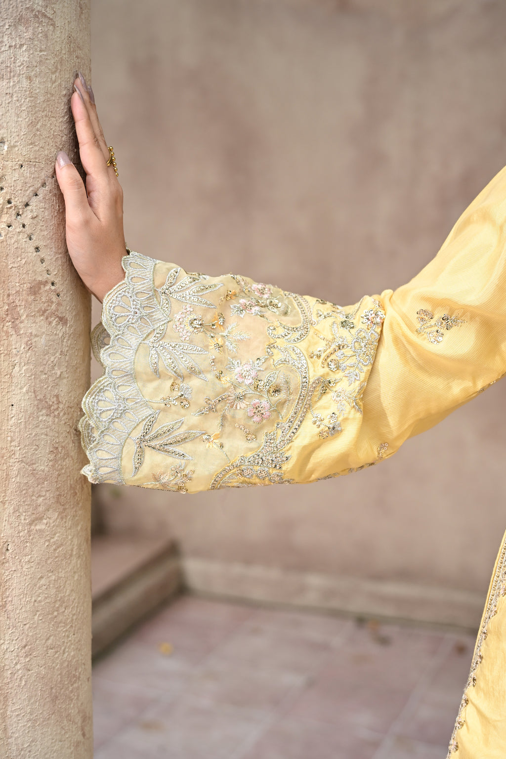 Celleste -Butter Yellow(Embroidered) - 3Pc