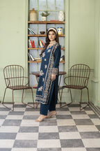 Meher-Midnight blue Embroidered Pret (3pc)