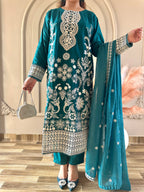 Mahnoor (Bottle Green) - 3Pc