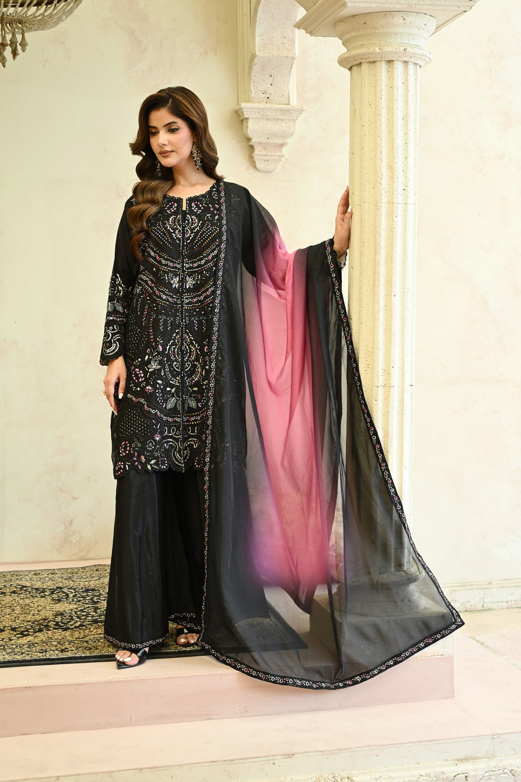 Amour -Black(Embroidered) - 3Pc