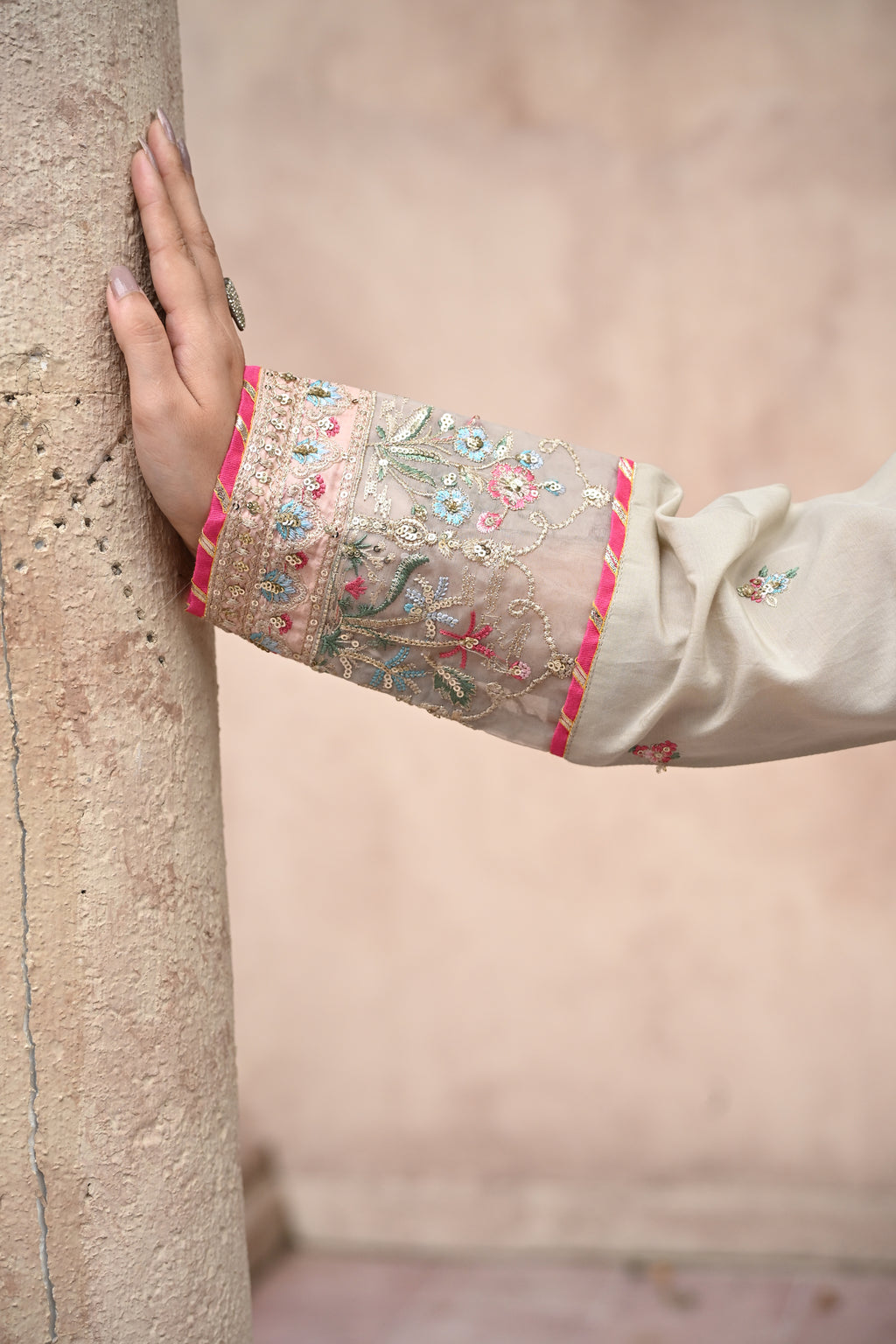 Elan-Ivory (Embroidered) - 3Pc