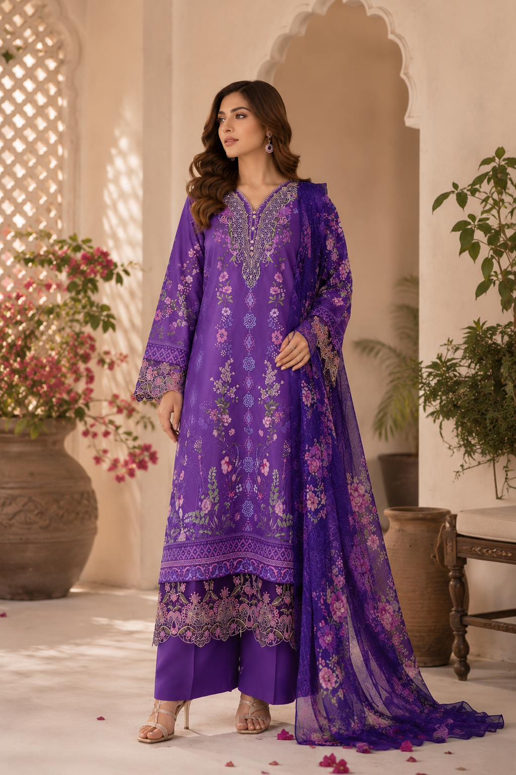 Fleur (Embroidered ) - 3Pc