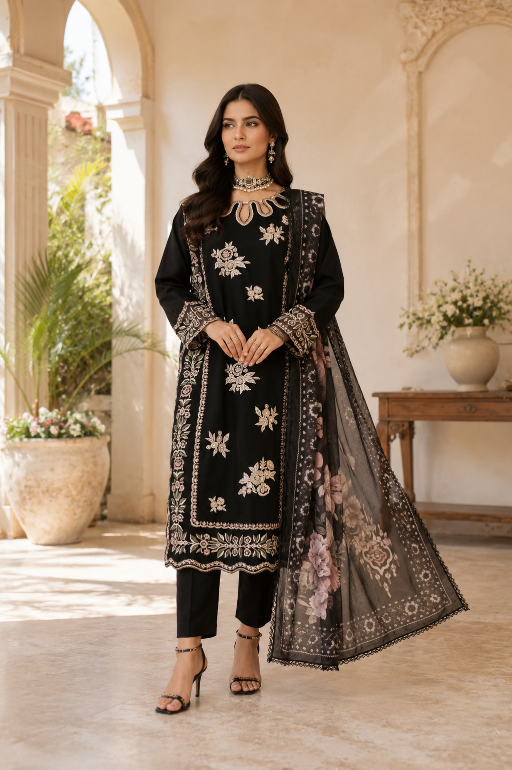 Meher-Black Embroidered Pret (3 pc)