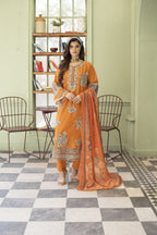 Rhea-Burnt orange Embroidered pret (3 pc)