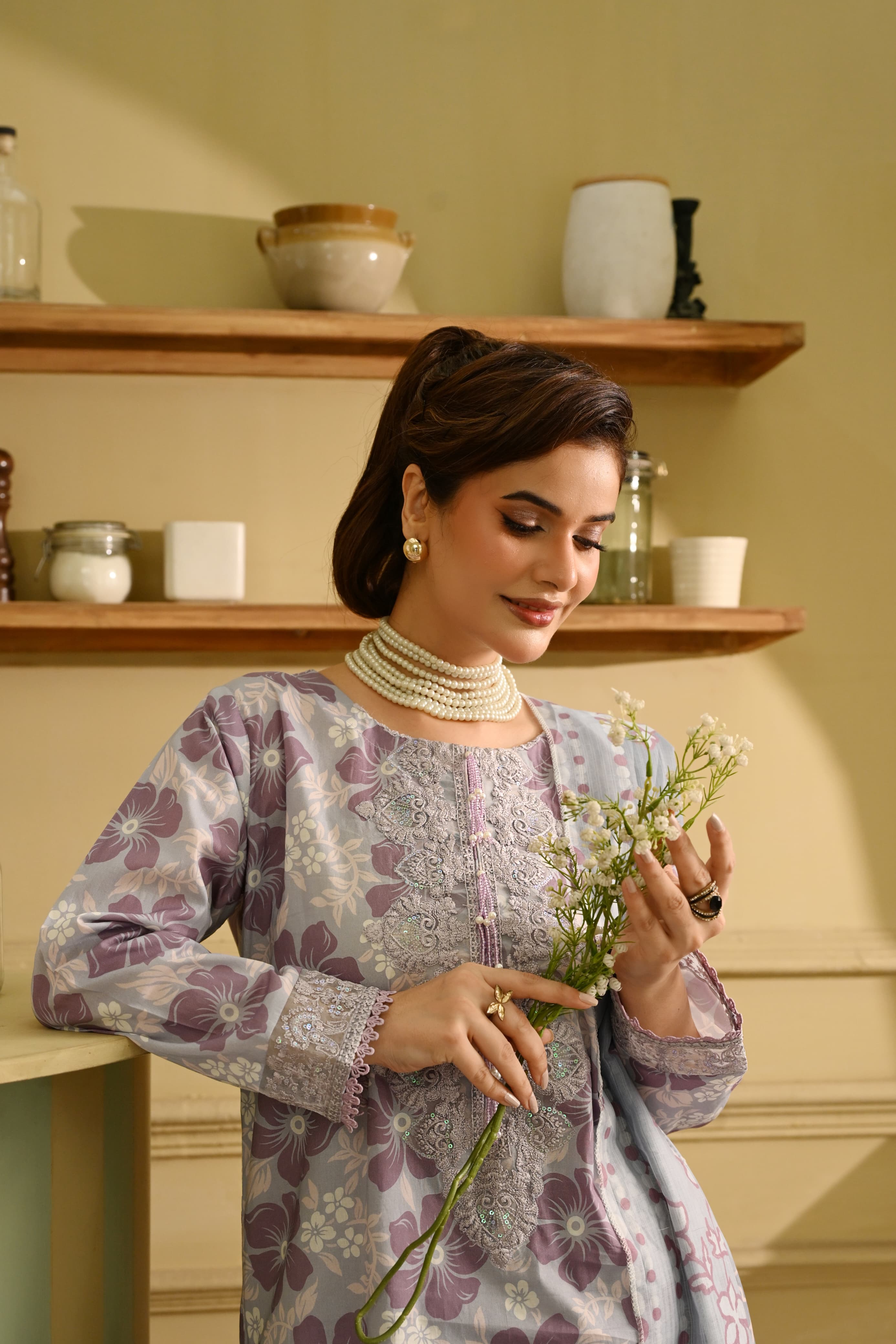 Abeer-e-Gul- Lavender Mist (Embroidered) - 3Pc