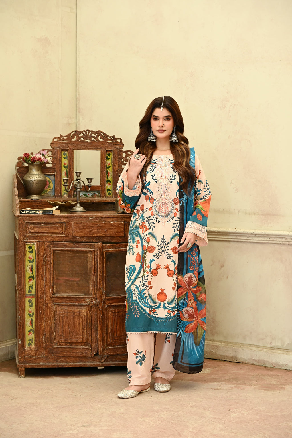 GulRukh- Beige (Embroidered) - 3Pc