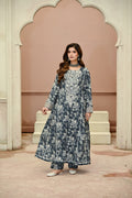 Aab-e-Bahaar -Storm Blue (Embroidered) - 3Pc