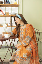 Rhea-Burnt orange Embroidered pret (3 pc)