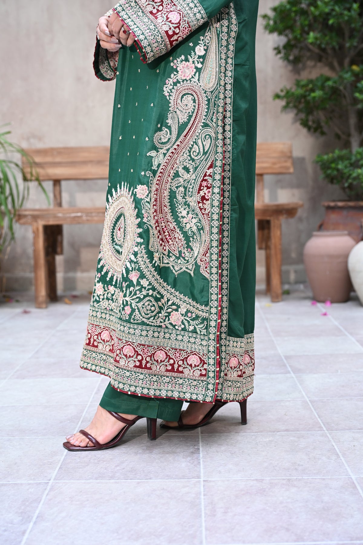 Valentina-Emerald Green (Embroidered) - 3Pc