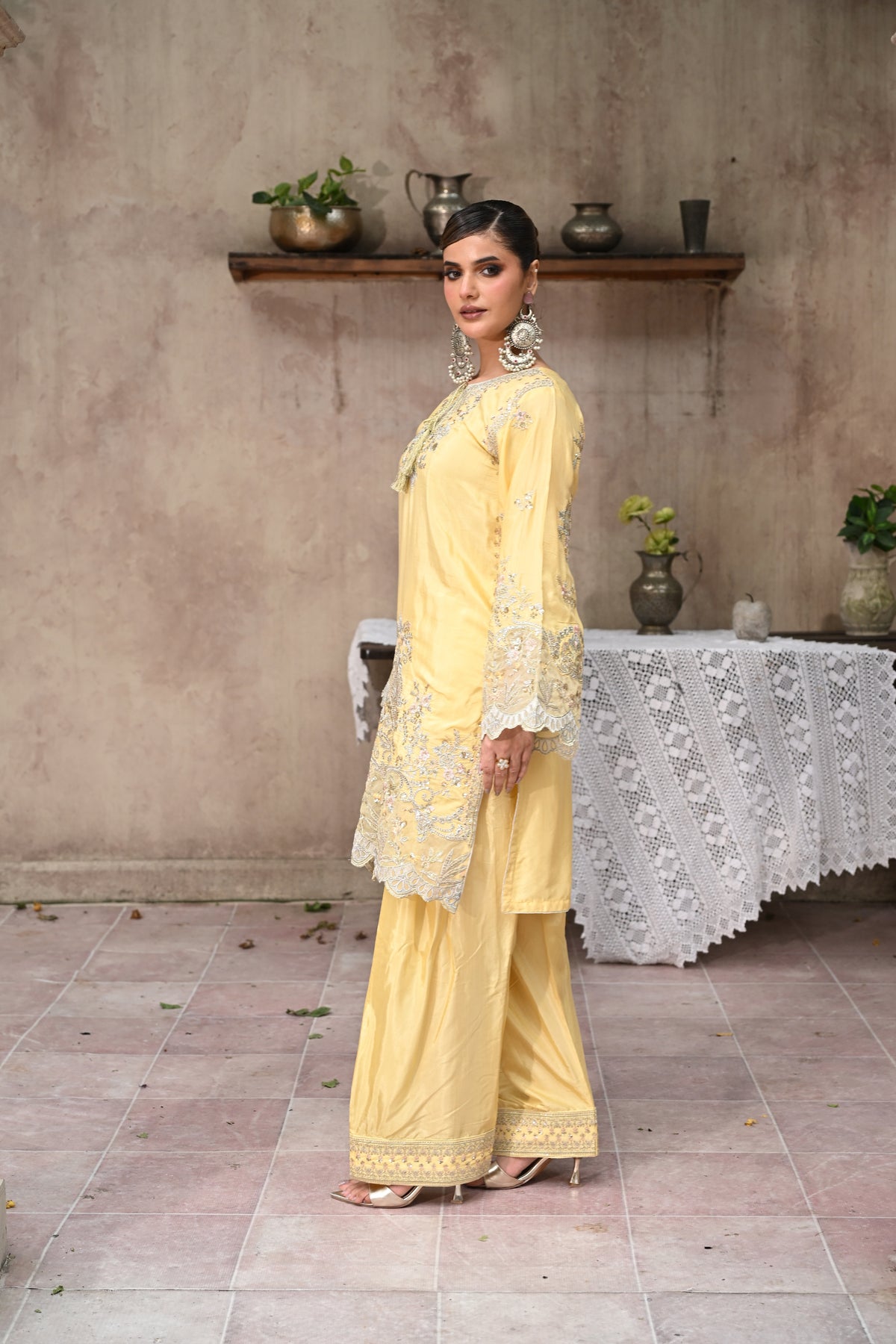 Celleste -Butter Yellow(Embroidered) - 3Pc