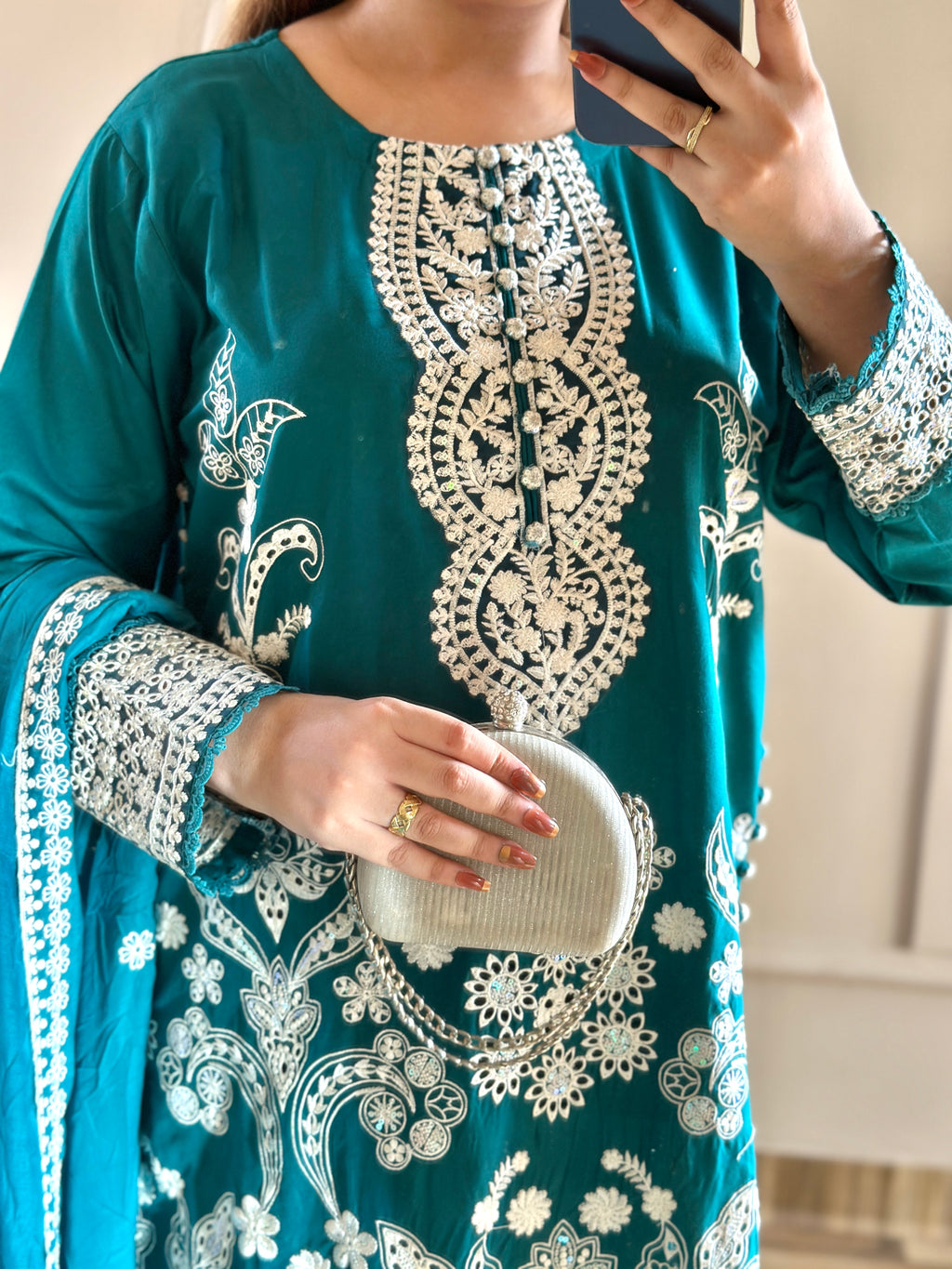 Mahnoor (Bottle Green) - 3Pc