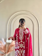 Mahnoor (Deep Red) - 3Pc