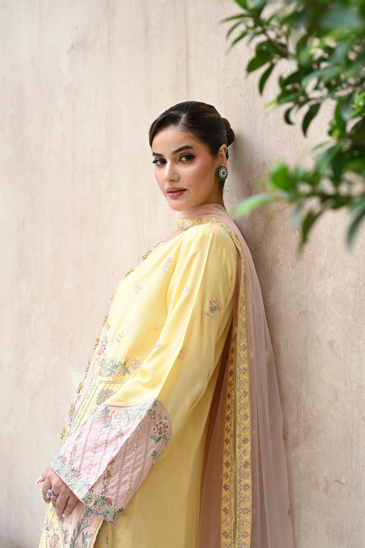 Seline -butter yellow(Embroidered) - 3Pc