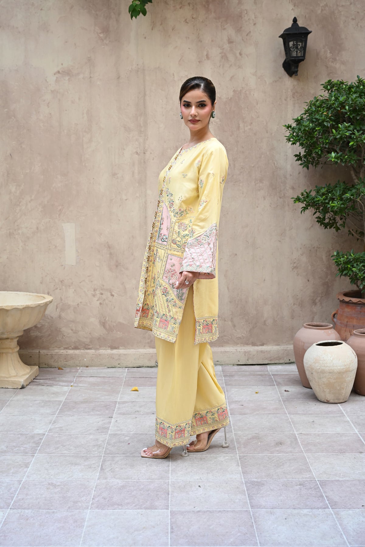 Seline -butter yellow(Embroidered) - 3Pc