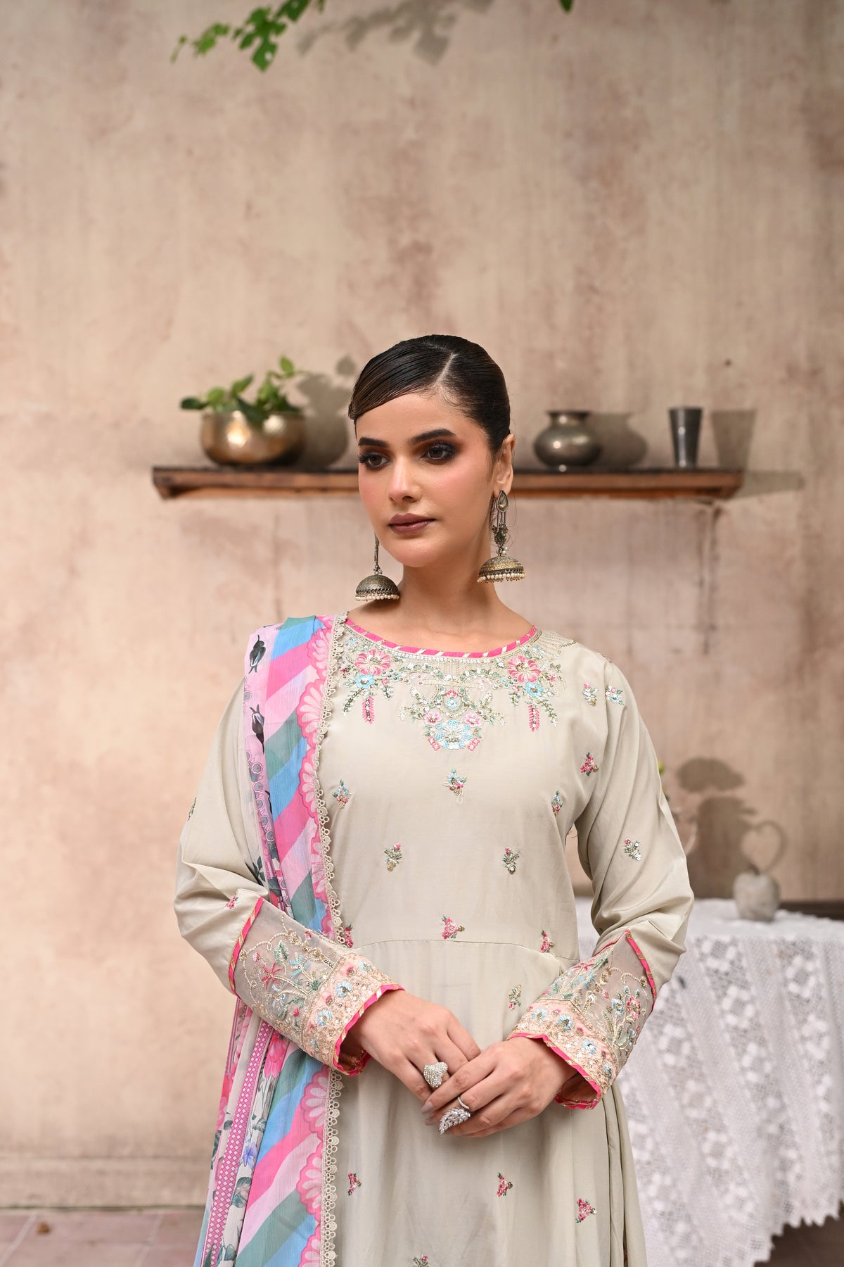 Elan-Ivory (Embroidered) - 3Pc