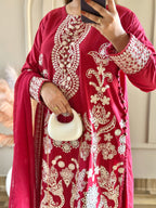 Mahnoor (Deep Red) - 3Pc