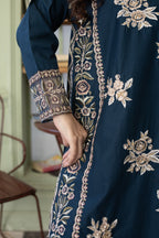 Meher-Midnight blue Embroidered Pret (3pc)