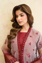 Belle -Burgundy rose(Embroidered) - 3Pc