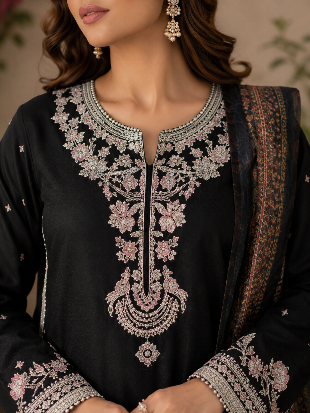 Siyah (Embroidered ) - 3Pc