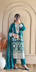 Mahnoor (Bottle Green) - 3Pc