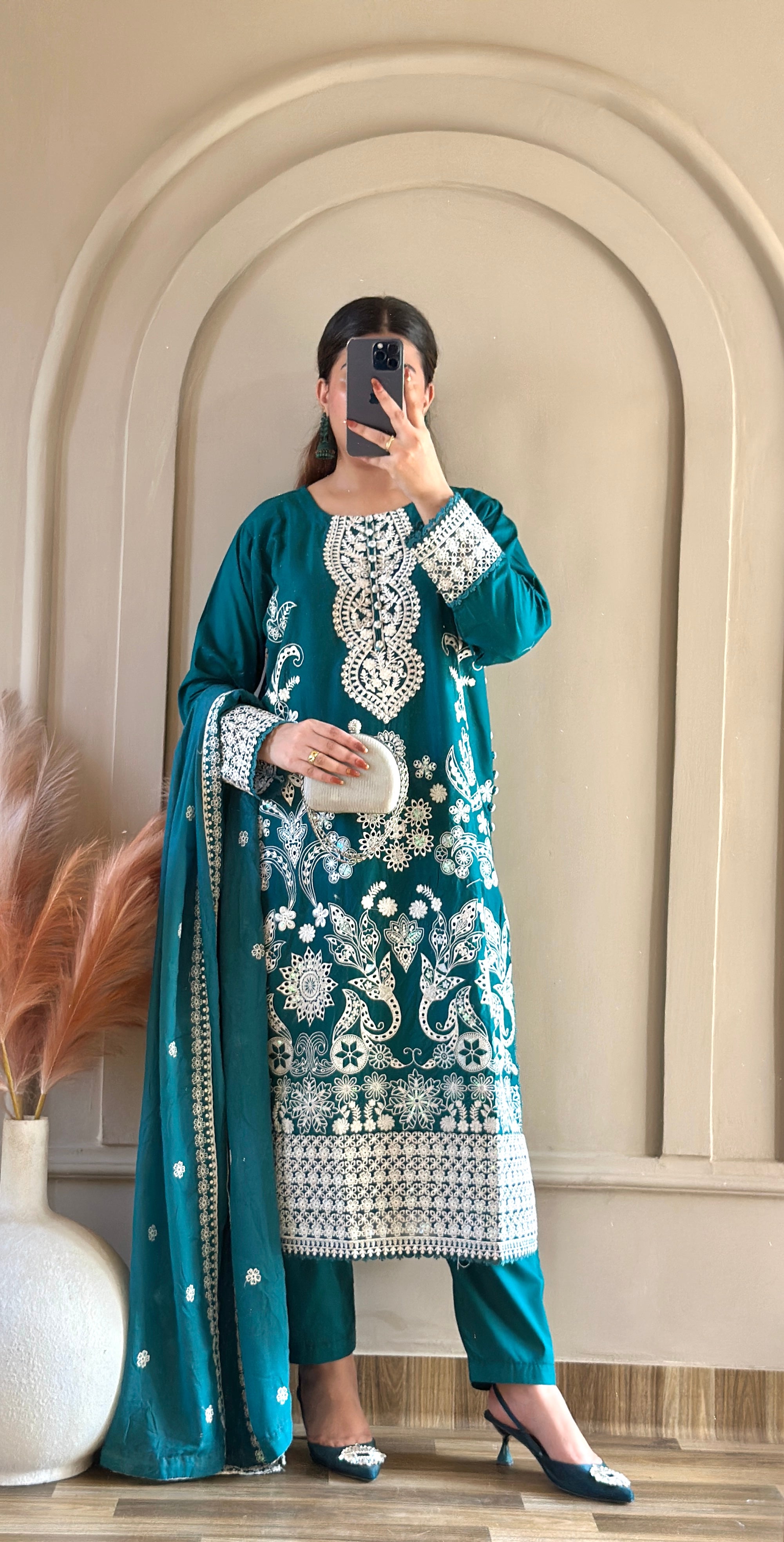 Mahnoor (Bottle Green) - 3Pc