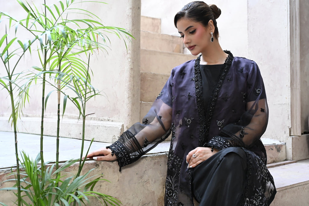 Belle -Midnight plum(Embroidered) - 3Pc